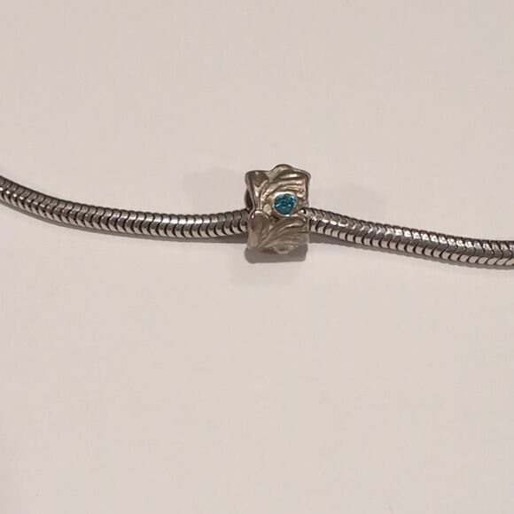 Silver with Blue‎ Rhinestones Spacer Charm for Pandora Style Bracelet - Picture 1 of 5